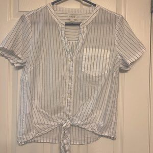 j.crew White and blue striped top